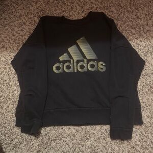 adidas Black Sweatshirt with Metallic Gold Logo Size L